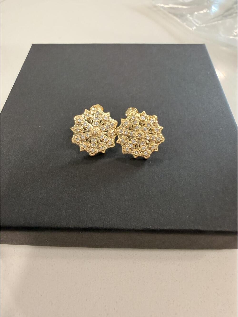 Gold plating over brass with Pave earrings